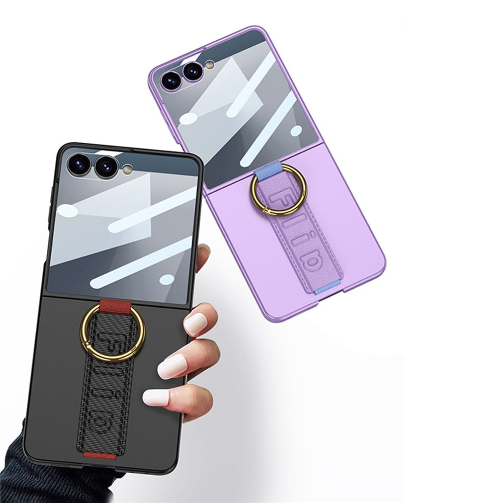 GKK For Samsung Galaxy Z Flip7 5G Case Folding Wristband Phone Cover with HD Screen Protector - Purple