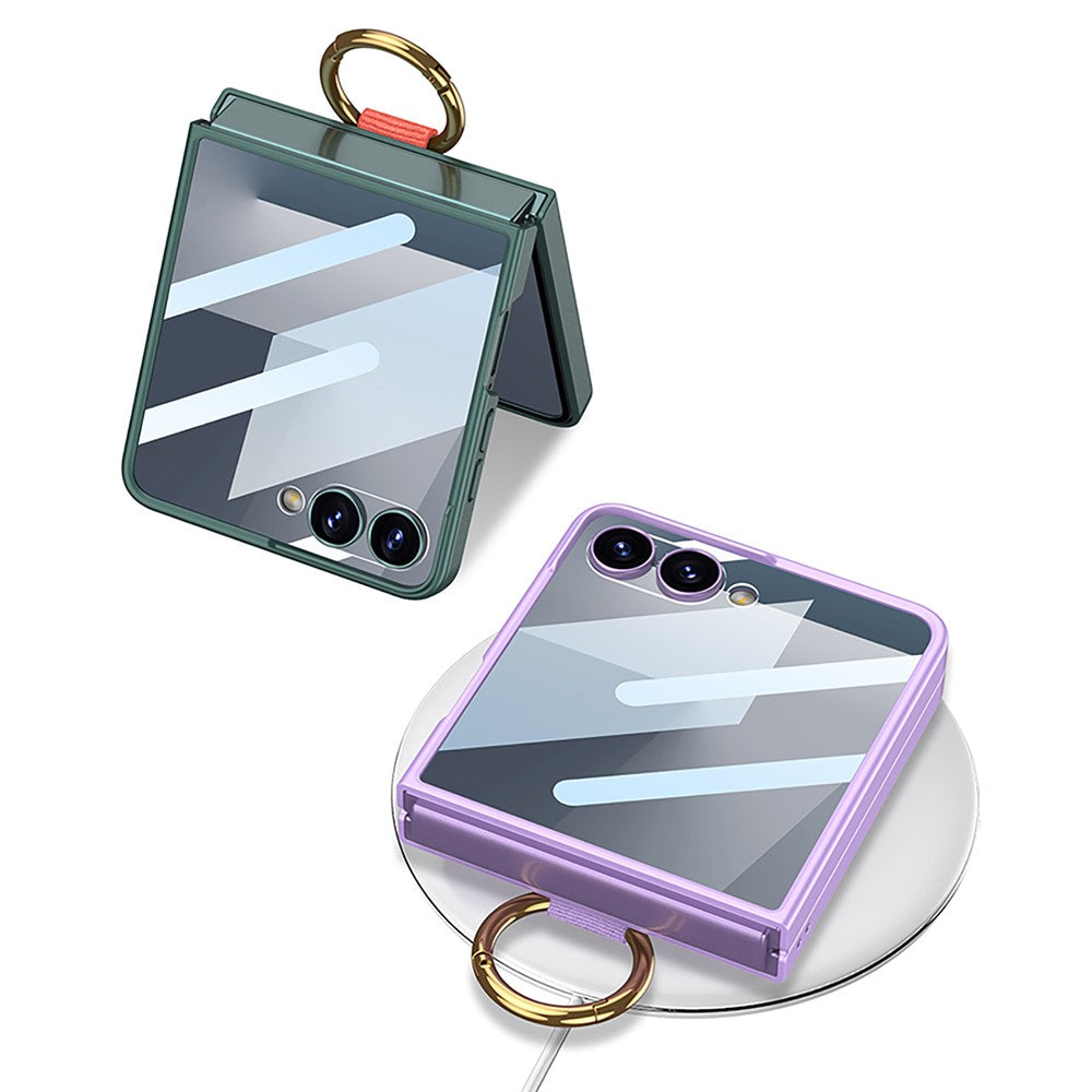 GKK For Samsung Galaxy Z Flip7 5G Case Folding Wristband Phone Cover with HD Screen Protector - Purple