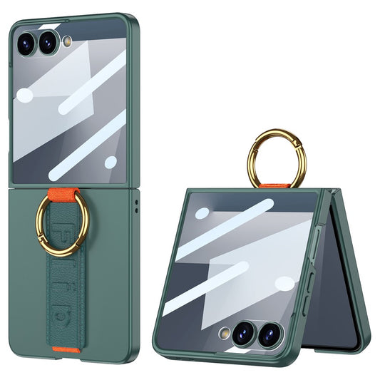 GKK For Samsung Galaxy Z Flip7 5G Case Folding Wristband Phone Cover with HD Screen Protector - Green