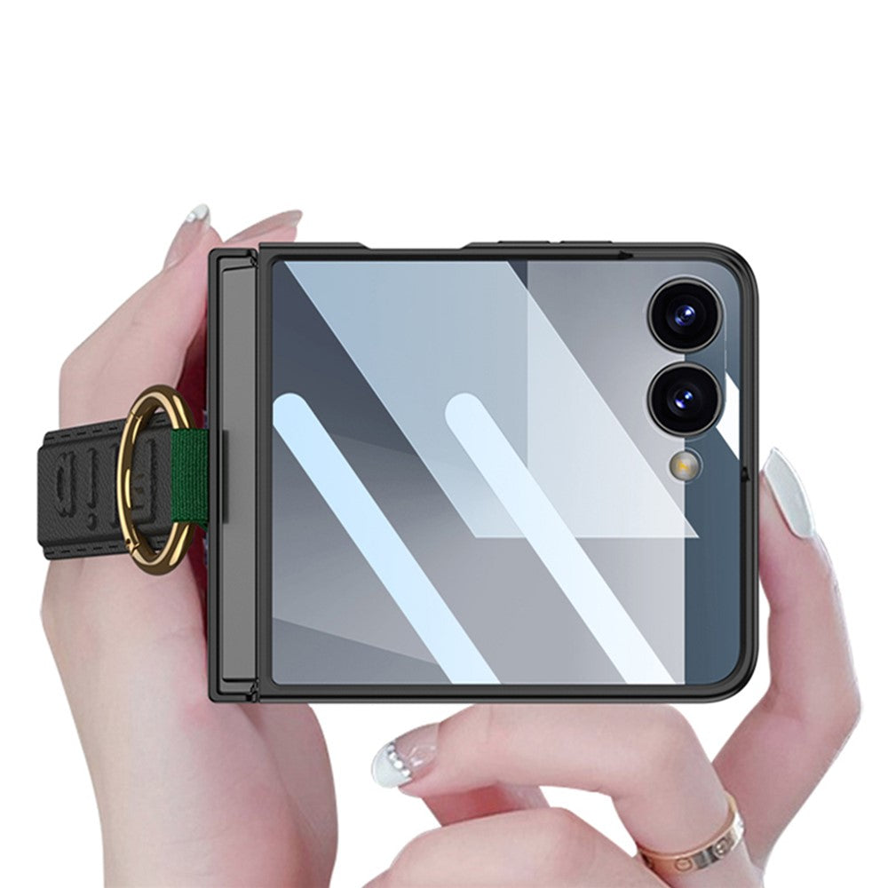 GKK For Samsung Galaxy Z Flip7 5G Case Folding Wristband Phone Cover with HD Screen Protector - Green