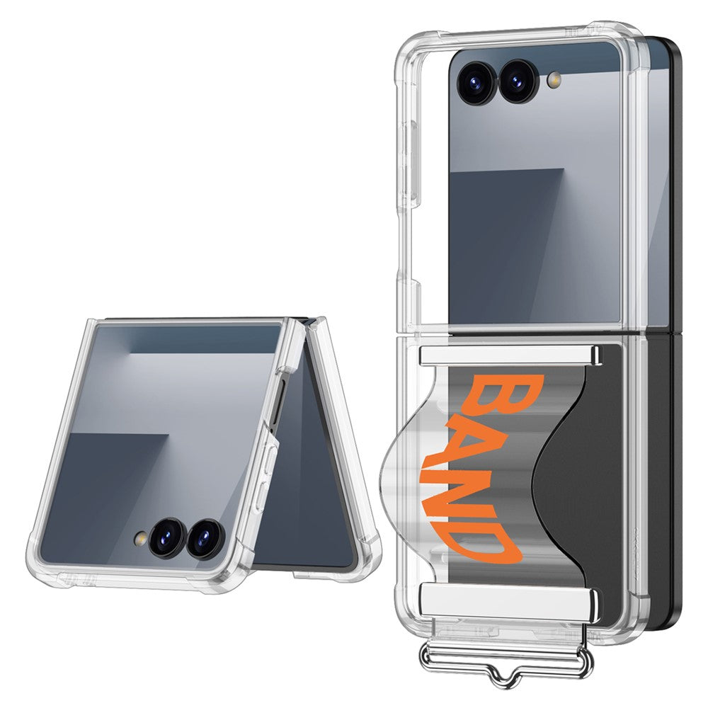 GKK For Samsung Galaxy Z Flip7 5G Case Air Cushion Strap Kickstand Soft TPU PC Phone Cover - Transparent Orange