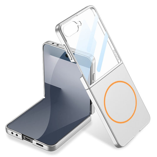 GKK For Samsung Galaxy Z Flip7 5G Magnetic Case Ultra Slim Protective Phone Cover with Screen Protector - Silver