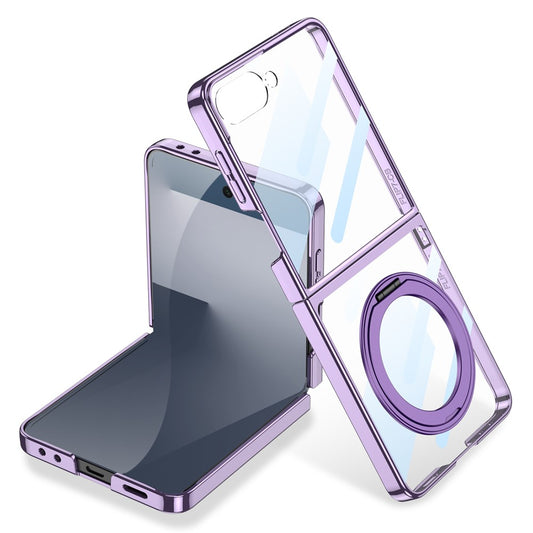 GKK For Samsung Galaxy Z Flip7 5G Case Kickstand Hard PC Phone Back Cover with Screen Film - Purple