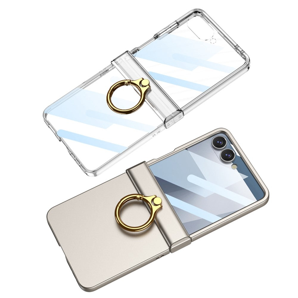 GKK For Samsung Galaxy Z Flip7 5G Case Ultra Thin Ring Kickstand Phone Cover Full Protection with Screen Film - Blue