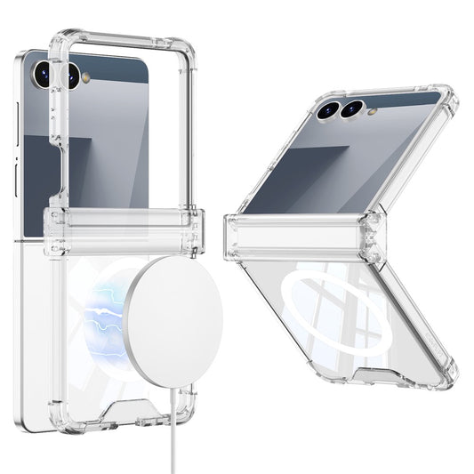 GKK For Samsung Galaxy Z Flip7 5G Magnetic Case Airbag Hinge Protection Shockproof Phone Cover - Transparent