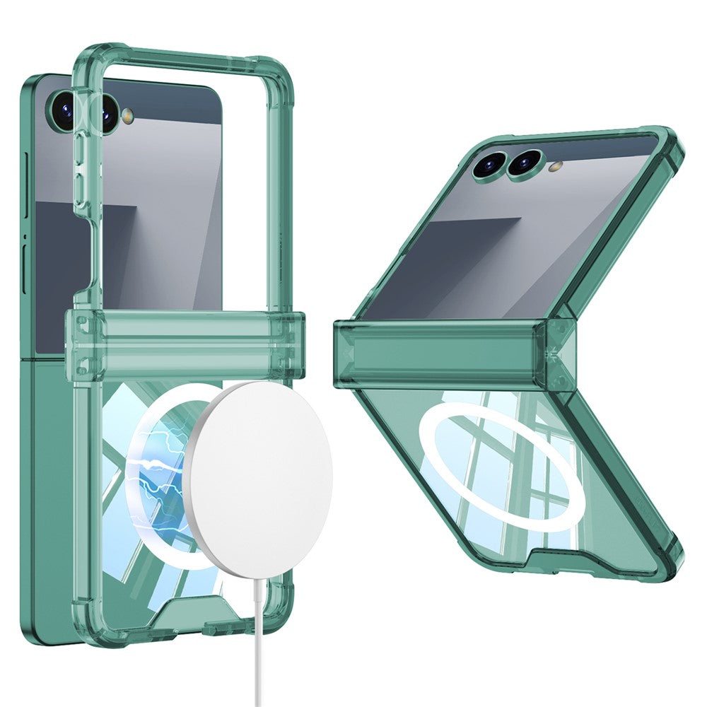 GKK For Samsung Galaxy Z Flip7 5G Magnetic Case Airbag Hinge Protection Shockproof Phone Cover - Green