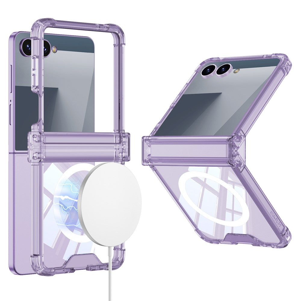 GKK For Samsung Galaxy Z Flip7 5G Magnetic Case Airbag Hinge Protection Shockproof Phone Cover - Light Purple
