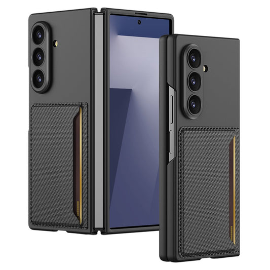 GKK For Samsung Galaxy Z Fold7 5G Case Hard PC Phone Cover with Slim Card Holder - Carbon Fiber Texture