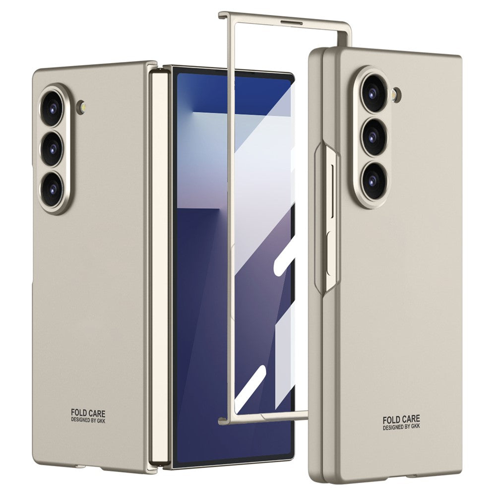 GKK For Samsung Galaxy Z Fold7 5G Case Hard PC + Tempered Glass Anti-Scratch Phone Cover - Titanium Grey