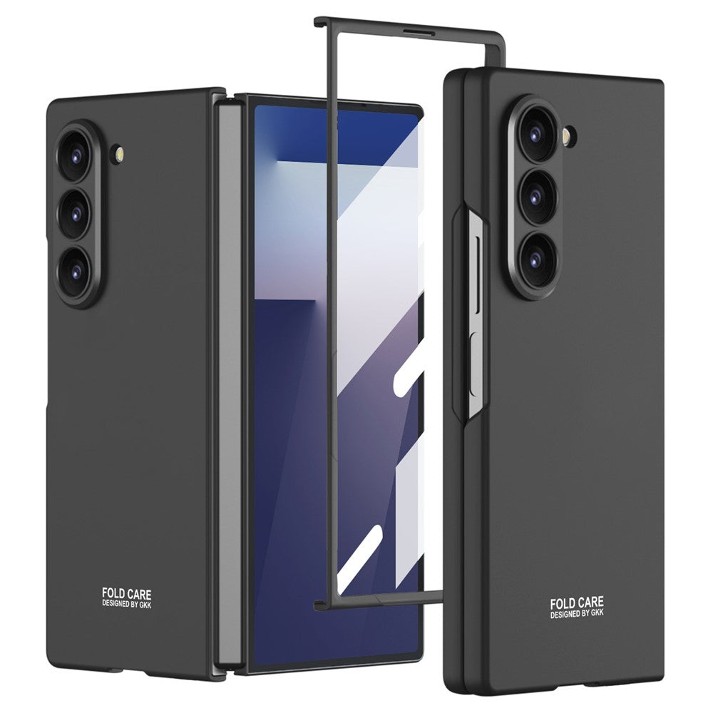GKK For Samsung Galaxy Z Fold7 5G Case Hard PC + Tempered Glass Anti-Scratch Phone Cover - Black
