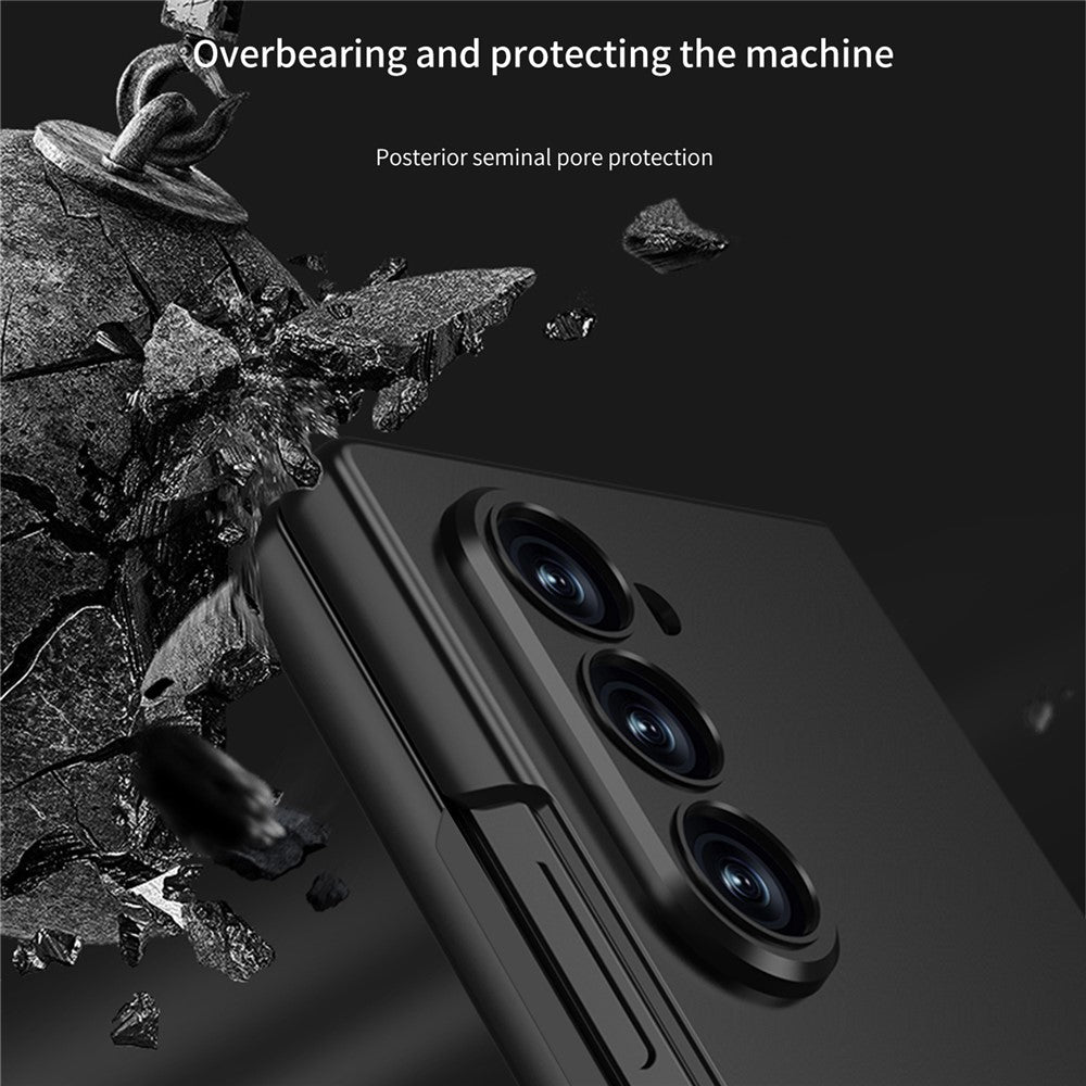 GKK For Samsung Galaxy Z Fold7 5G Case Hard PC + Tempered Glass Anti-Scratch Phone Cover - Black