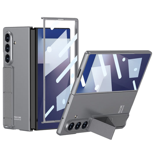 GKK For Samsung Galaxy Z Fold7 5G Case with Kickstand PC + Tempered Glass Phone Back Cover - Grey