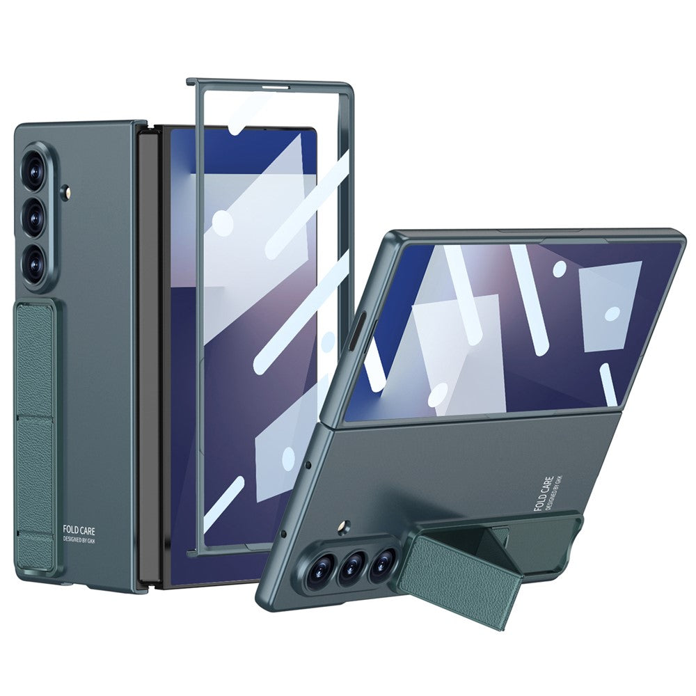 GKK For Samsung Galaxy Z Fold7 5G Case with Kickstand PC + Tempered Glass Phone Back Cover - Green