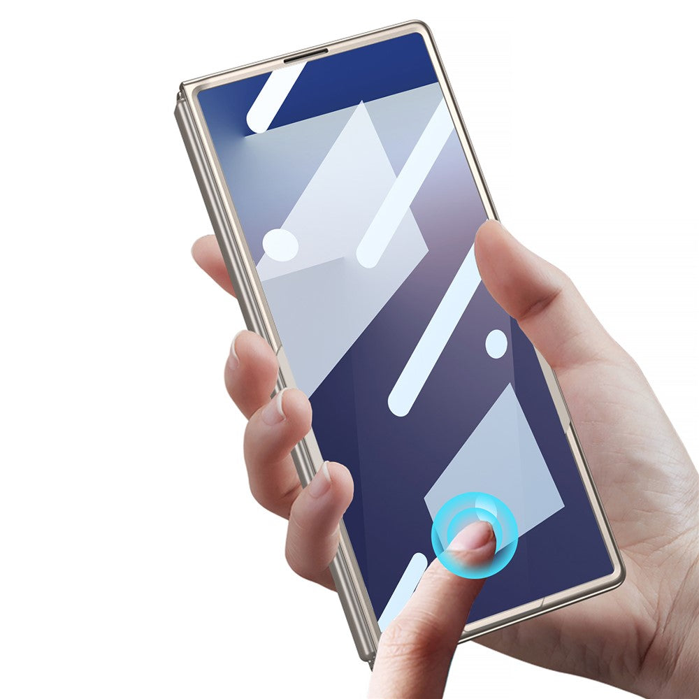 GKK For Samsung Galaxy Z Fold7 5G Case with Kickstand PC + Tempered Glass Phone Back Cover - Titanium Grey