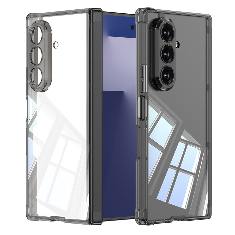 GKK For Samsung Galaxy Z Fold7 5G Case Magnetic Hinge Airbag Shockproof TPU Folding Phone Cover - Transparent Black