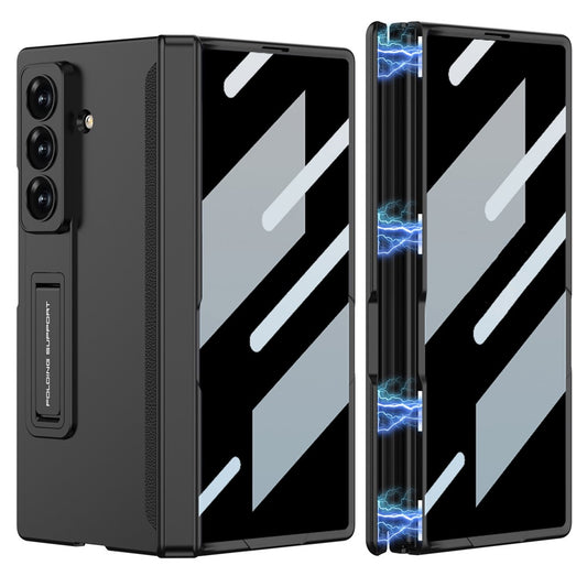 GKK For Samsung Galaxy Z Fold7 5G Case Kickstand Magnetic Folding PC Phone Cover with Privacy Front Screen Film - Black