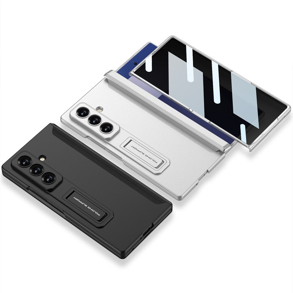 GKK For Samsung Galaxy Z Fold7 5G Case Kickstand Magnetic Folding PC Phone Cover with Privacy Front Screen Film - Grey