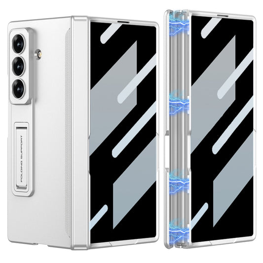 GKK For Samsung Galaxy Z Fold7 5G Case Kickstand Magnetic Folding PC Phone Cover with Privacy Front Screen Film - Silver