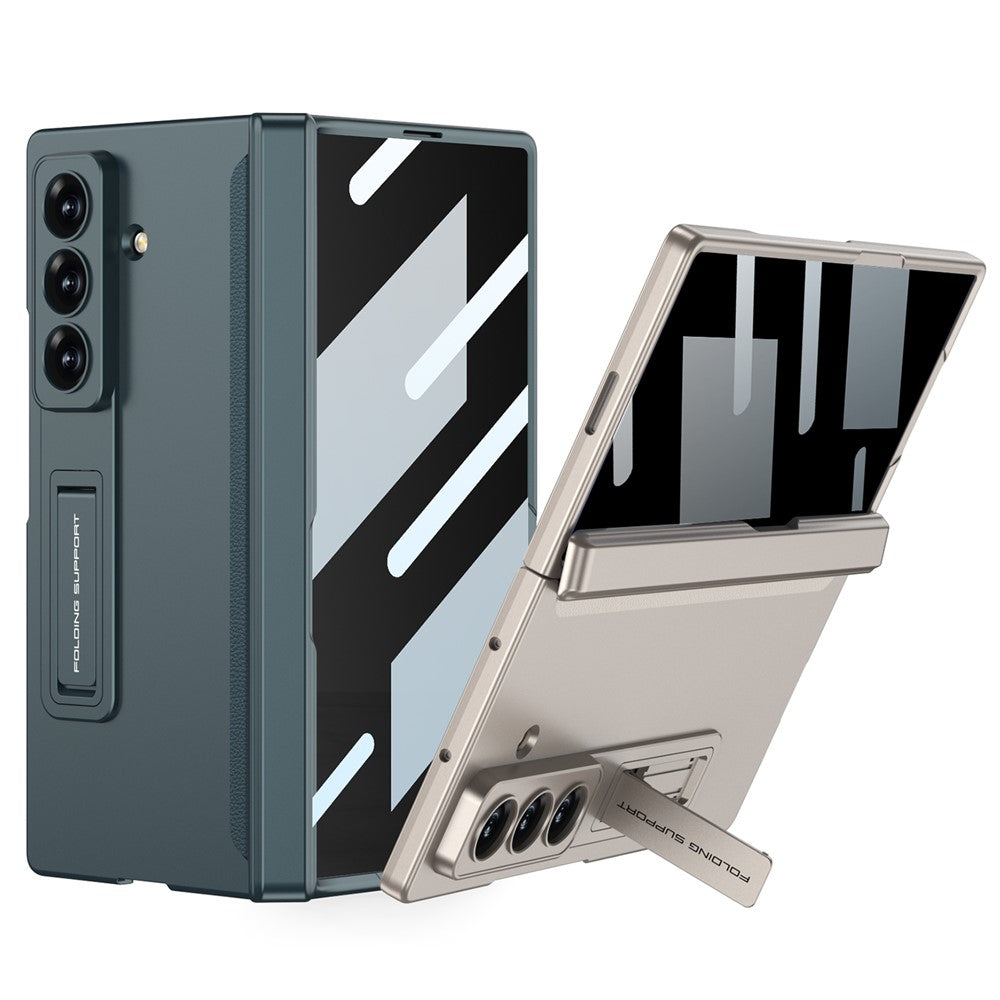 GKK For Samsung Galaxy Z Fold7 5G Case Kickstand Magnetic Folding PC Phone Cover with Privacy Front Screen Film - Silver