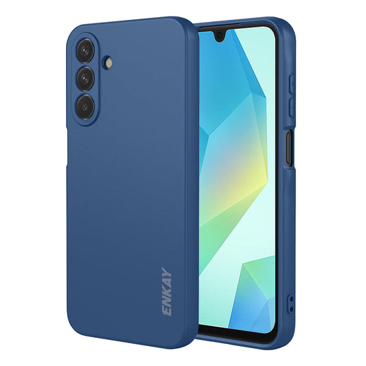 For Samsung Galaxy A17 5G Silicone Case ENKAY HAT PRINCE Straight Edge Cell Phone Back Cover - Dark Blue