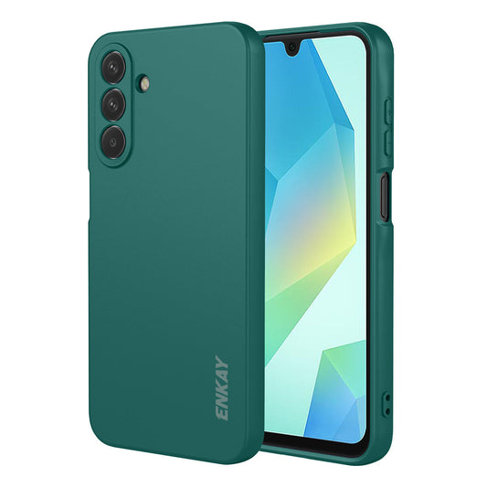 For Samsung Galaxy A17 5G Silicone Case ENKAY HAT PRINCE Straight Edge Cell Phone Back Cover - Dark Green