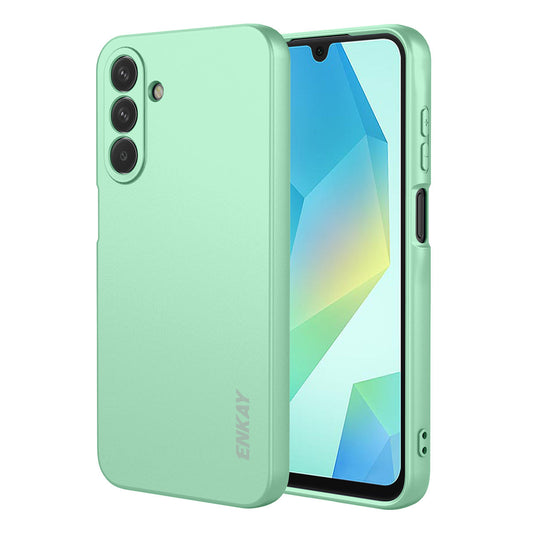 For Samsung Galaxy A17 5G Silicone Case ENKAY HAT PRINCE Straight Edge Cell Phone Back Cover - Light Green