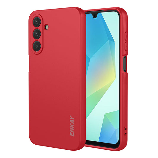 For Samsung Galaxy A17 5G Silicone Case ENKAY HAT PRINCE Straight Edge Cell Phone Back Cover - Red