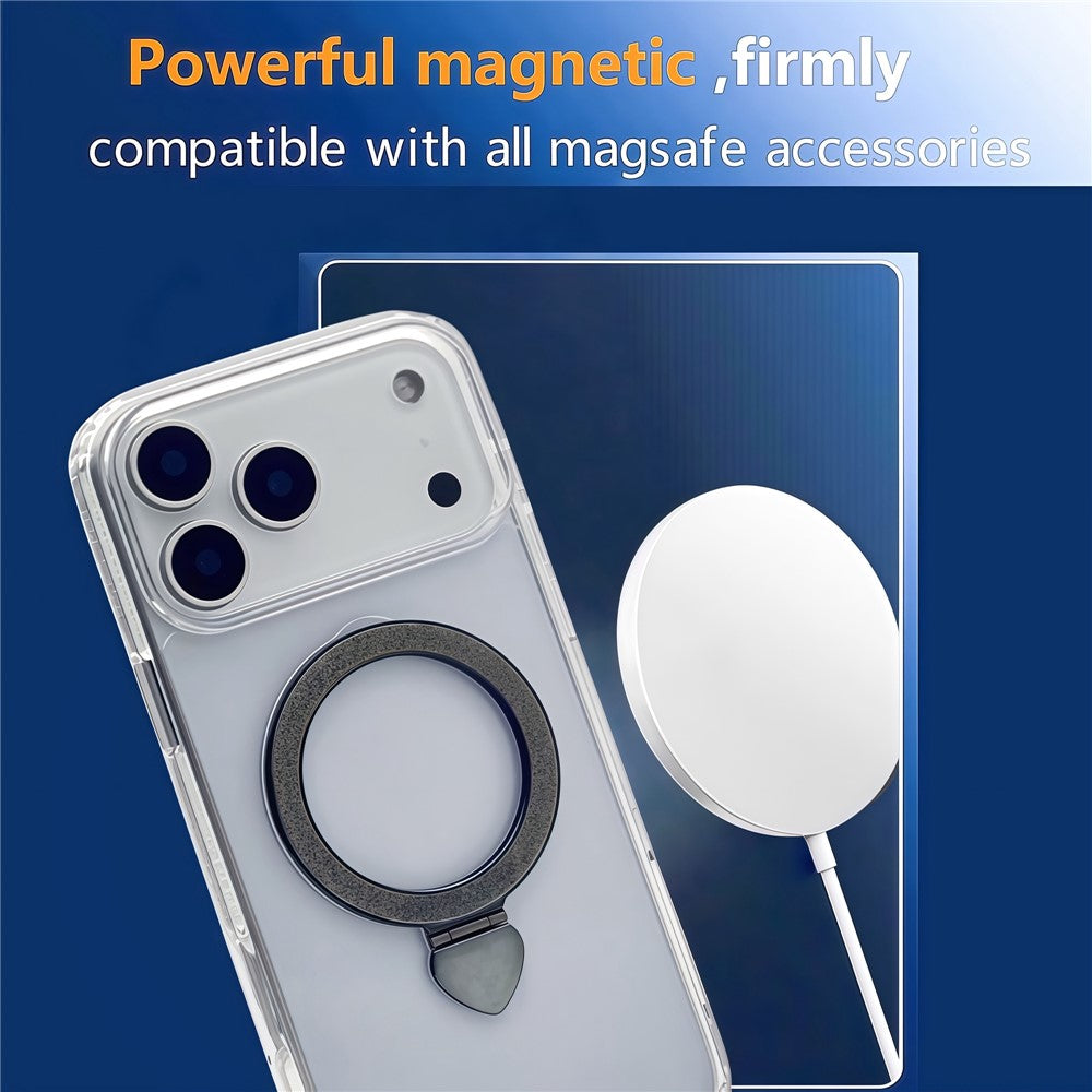 For iPhone 17 Pro Max Case TPU + Acrylic Clear Phone Cover with Glitter Ring Kickstand - Gold