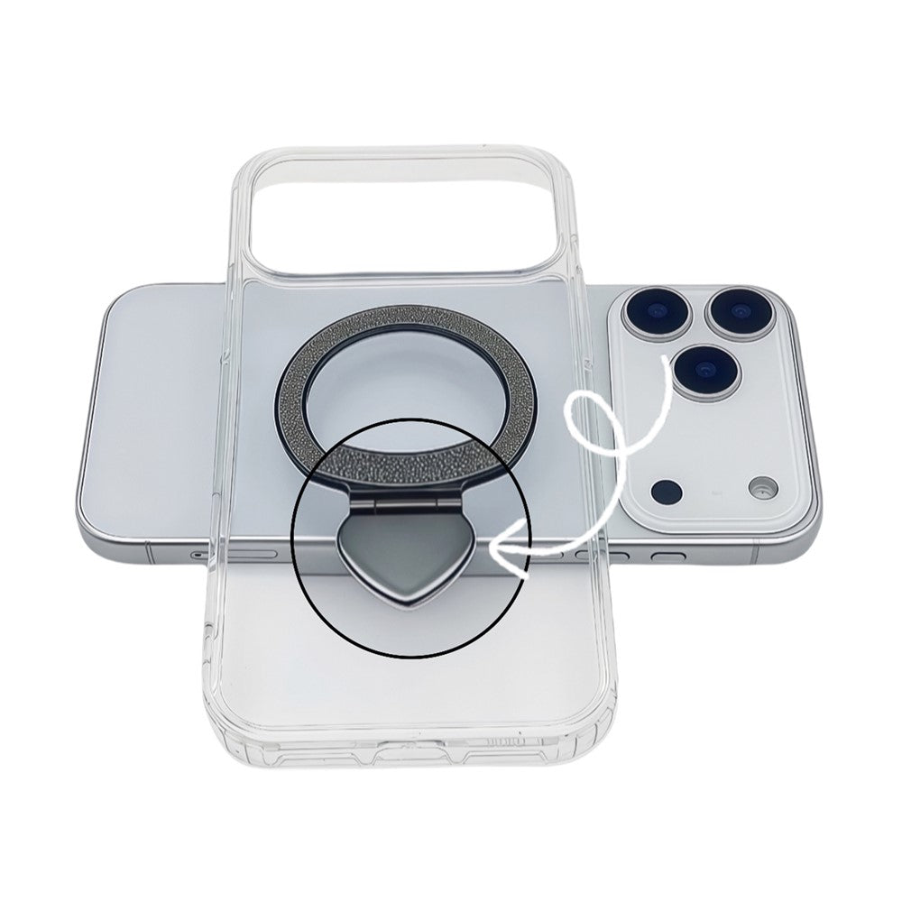 For iPhone 17 Pro Max Case TPU + Acrylic Clear Phone Cover with Glitter Ring Kickstand - Purple