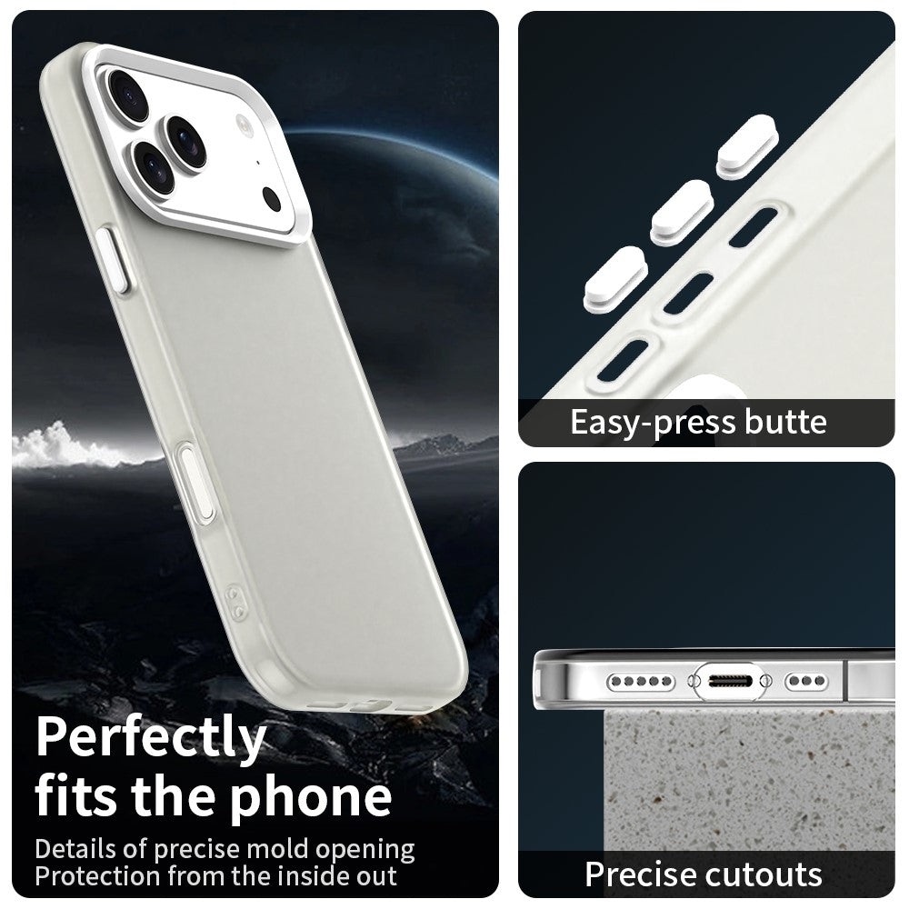 For iPhone 17 Pro Max Case PC + TPU + PET Matte Anti-Drop Phone Back Cover - White