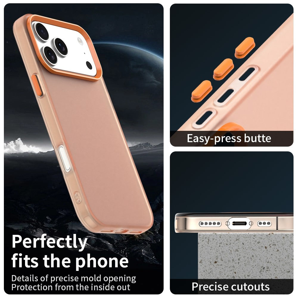 For iPhone 17 Pro Max Case PC + TPU + PET Matte Anti-Drop Phone Back Cover - Orange