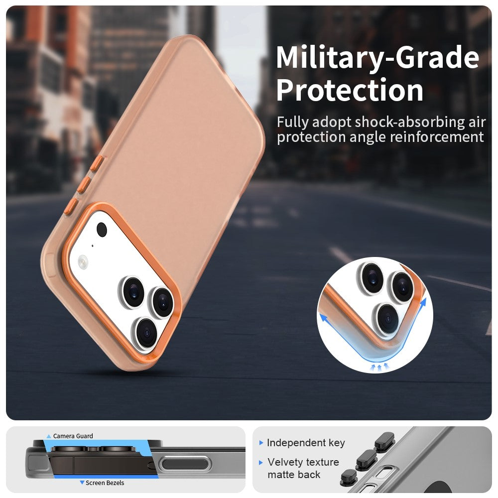 For iPhone 17 Pro Max Case PC + TPU + PET Matte Anti-Drop Phone Back Cover - Orange
