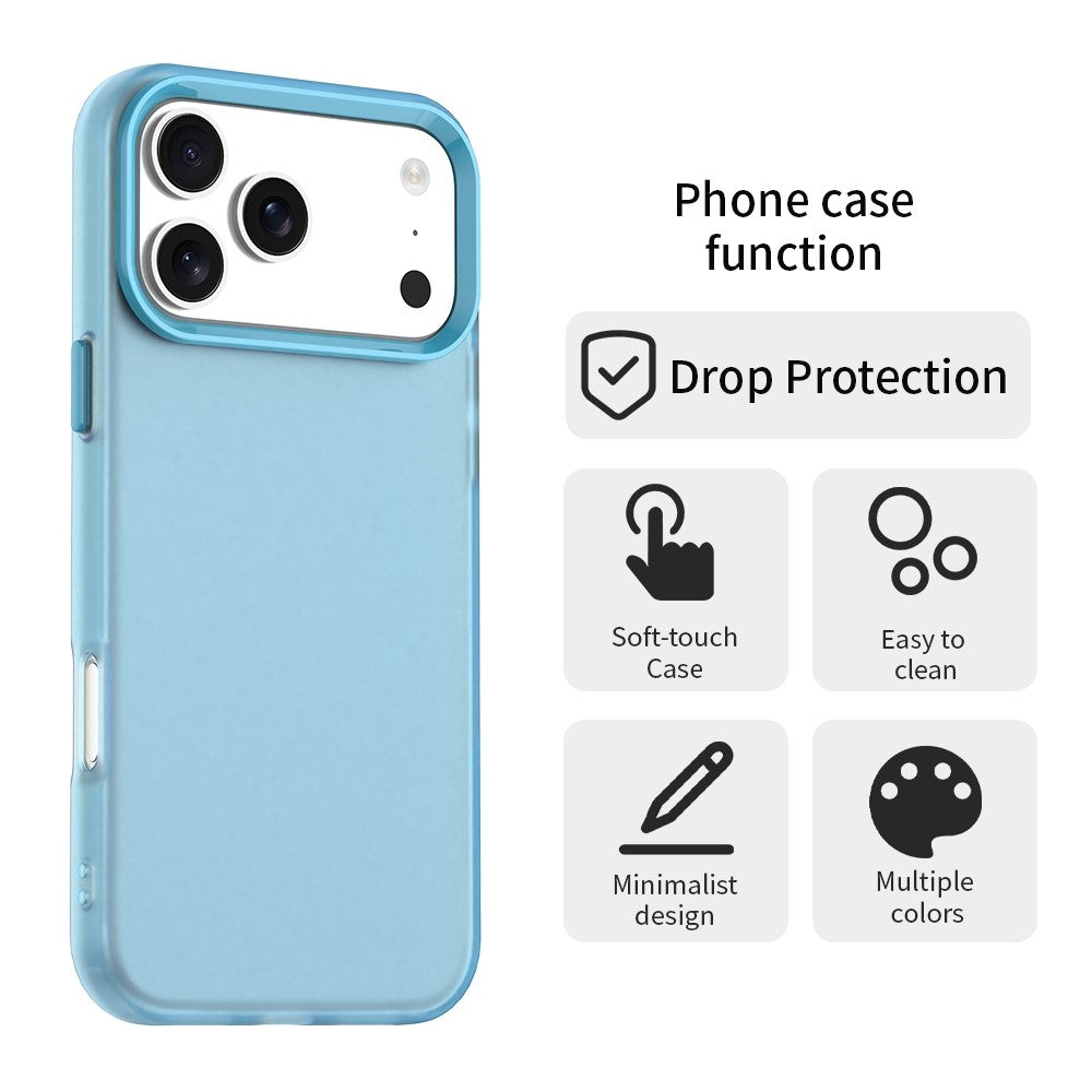 For iPhone 17 Pro Max Case PC + TPU + PET Matte Anti-Drop Phone Back Cover - Blue