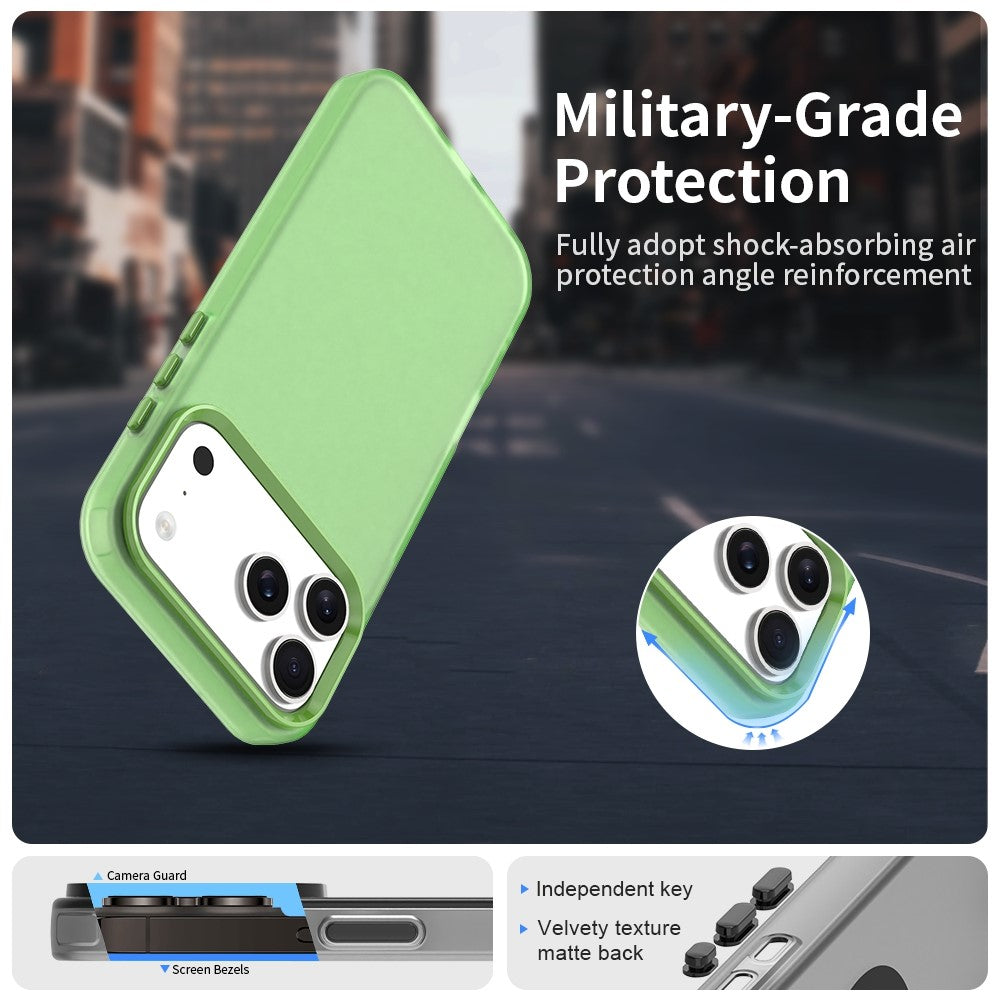 For iPhone 17 Pro Max Case PC + TPU + PET Matte Anti-Drop Phone Back Cover - Green