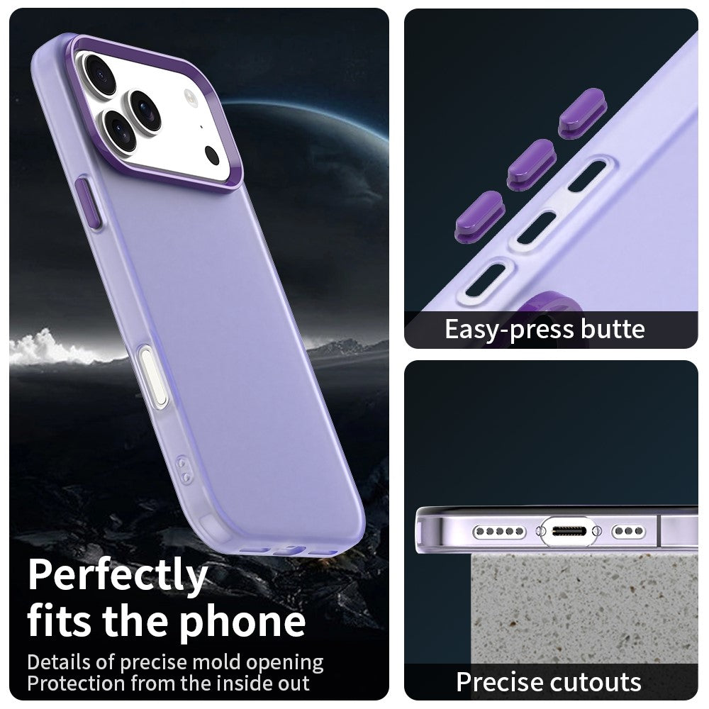 For iPhone 17 Pro Max Case PC + TPU + PET Matte Anti-Drop Phone Back Cover - Purple