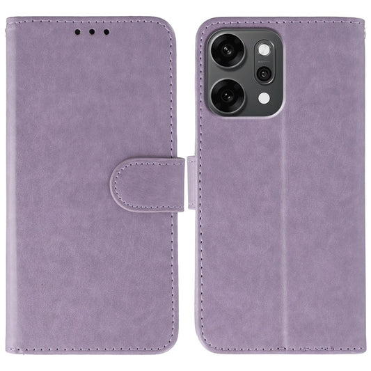 For Oppo Reno14 Pro 5G (Global) Case PU Leather Flip Wallet Phone Cover with Strap - Purple