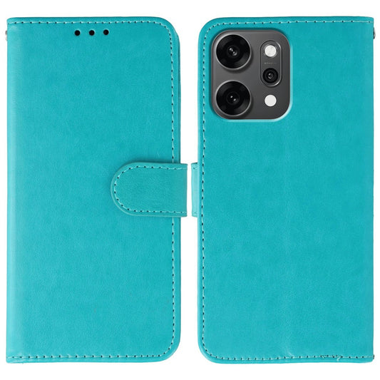 For Oppo Reno14 Pro 5G (Global) Case PU Leather Flip Wallet Phone Cover with Strap - Blue
