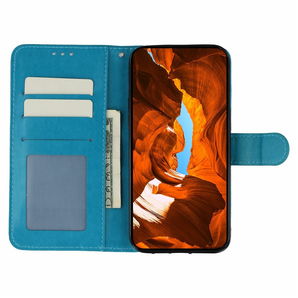 For Oppo Reno14 Pro 5G (Global) Case PU Leather Flip Wallet Phone Cover with Strap - Blue