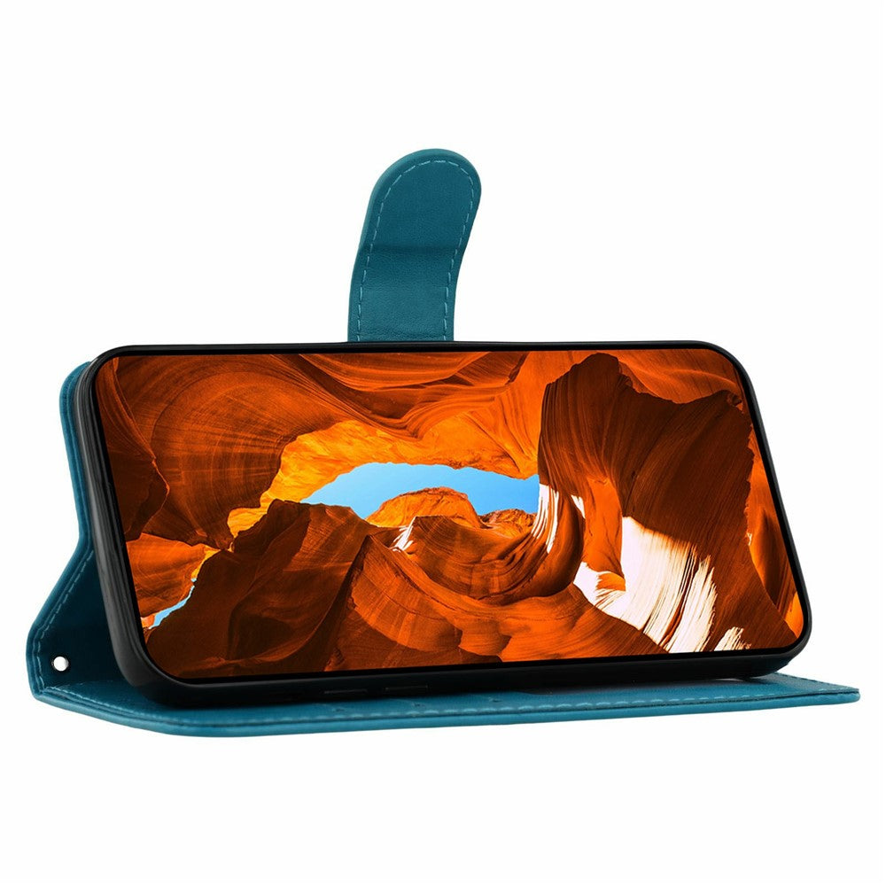 For Oppo Reno14 Pro 5G (Global) Case PU Leather Flip Wallet Phone Cover with Strap - Blue