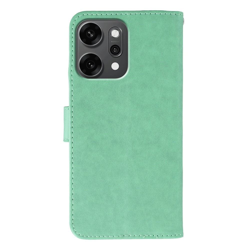 For Oppo Reno14 Pro 5G (Global) Case PU Leather Flip Wallet Phone Cover with Strap - Green