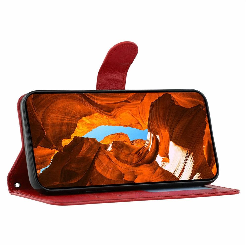 For Oppo Reno14 Pro 5G (Global) Case PU Leather Flip Wallet Phone Cover with Strap - Red