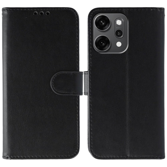 For Oppo Reno14 Pro 5G (Global) Case PU Leather Flip Wallet Phone Cover with Strap - Black