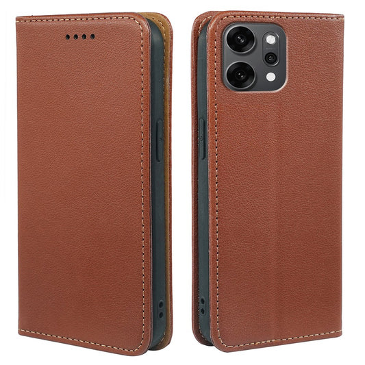 For Oppo Reno14 Pro 5G (Global) Case Wallet RFID Blocking Leather Phone Cover Strong Magnetic Closure - Brown