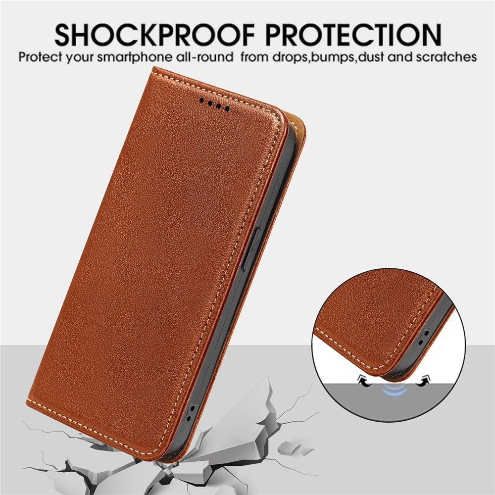 For Oppo Reno14 Pro 5G (Global) Case Wallet RFID Blocking Leather Phone Cover Strong Magnetic Closure - Brown