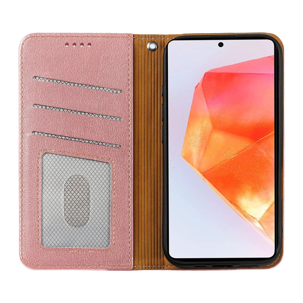 For Oppo Reno14 Pro 5G (Global) Case Wallet RFID Blocking Leather Phone Cover Strong Magnetic Closure - Rose Gold