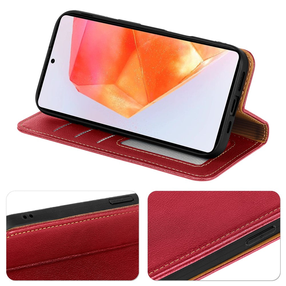 For Oppo Reno14 Pro 5G (Global) Case Wallet RFID Blocking Leather Phone Cover Strong Magnetic Closure - Red