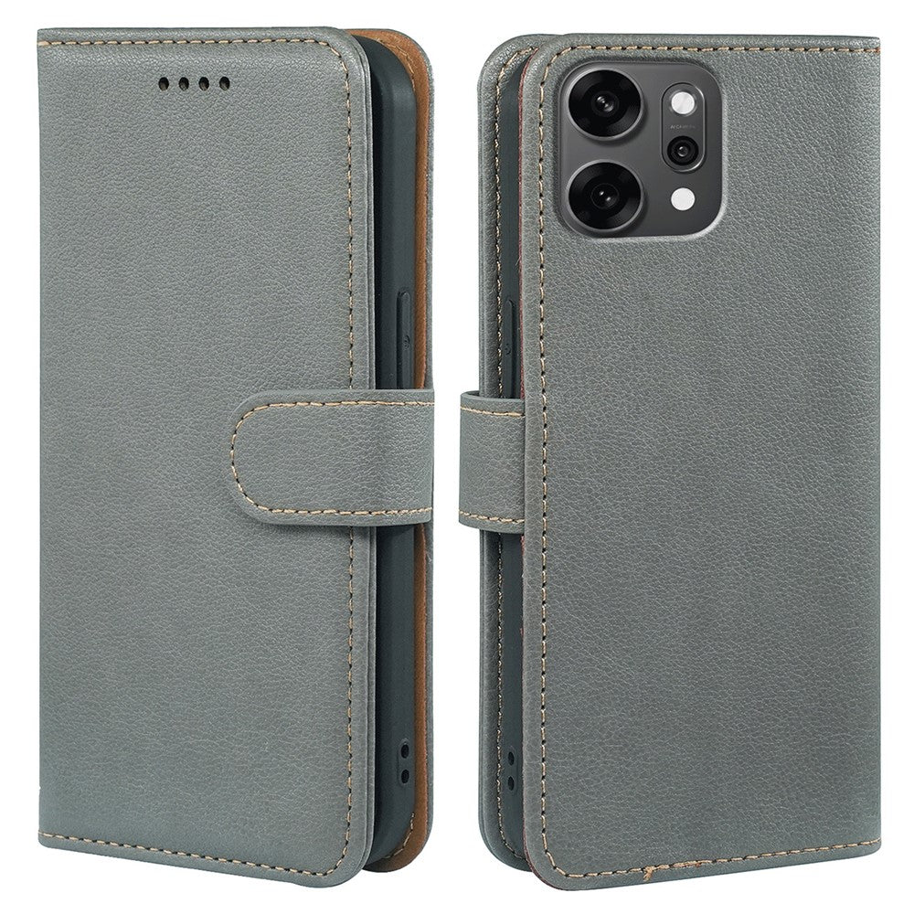 For Oppo Reno14 Pro 5G (Global) Case RFID Blocking Wallet Litchi Texture Leather Phone Cover Magnetic Clasp - Grey