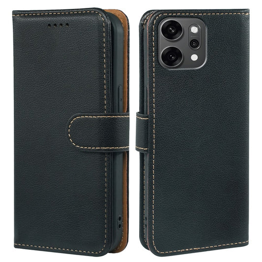 For Oppo Reno14 Pro 5G (Global) Case RFID Blocking Wallet Litchi Texture Leather Phone Cover Magnetic Clasp - Black