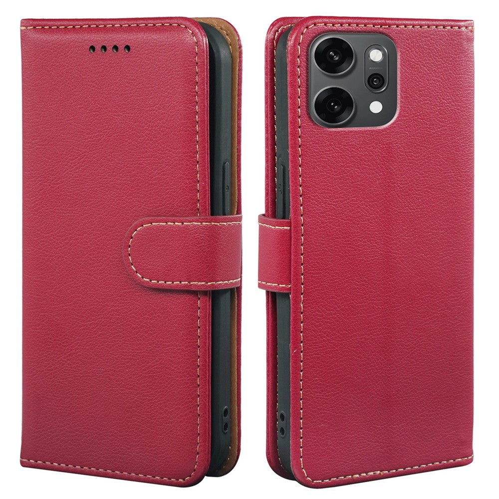 For Oppo Reno14 Pro 5G (Global) Case RFID Blocking Wallet Litchi Texture Leather Phone Cover Magnetic Clasp - Red