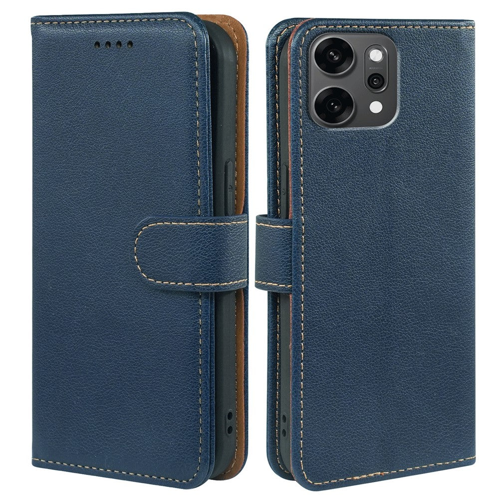 For Oppo Reno14 Pro 5G (Global) Case RFID Blocking Wallet Litchi Texture Leather Phone Cover Magnetic Clasp - Blue